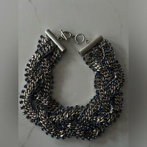 Banana republic braided chain-Silver/Blue